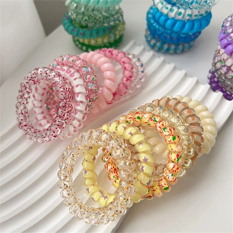Silicone Band Women - 6pcs Ikat Rambut Spiral Resin Warna-warni