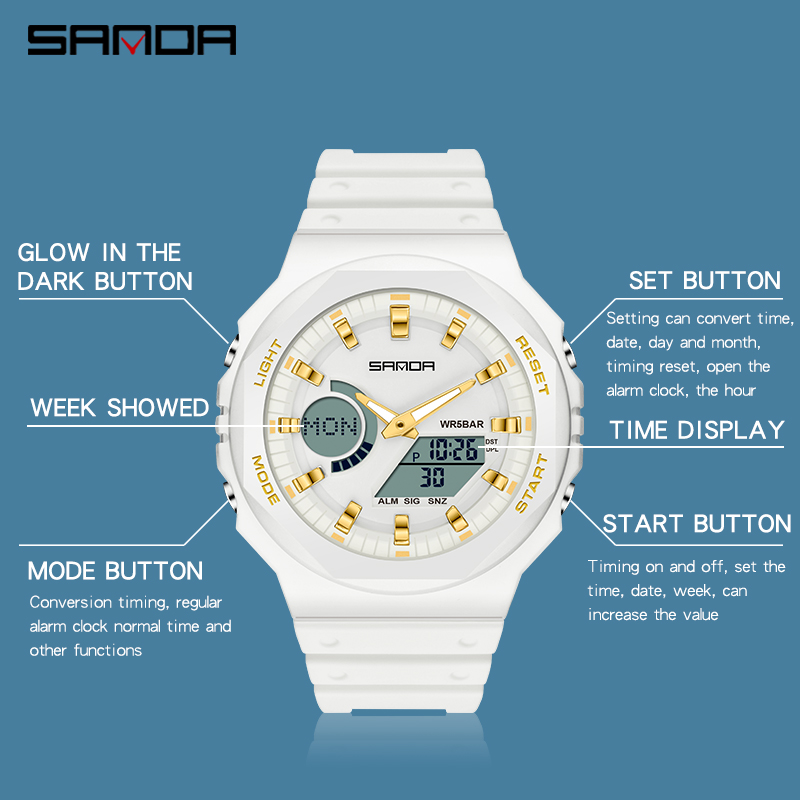 SANDA jam tangan kuarsa LED Di - Seiko Watch 5 Sports ulasan dan harga